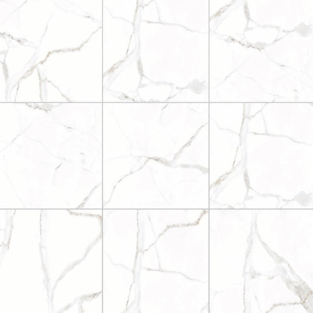 Vloertegel/wandtegel Marble White 60x60 hoogglans gerectificeerd