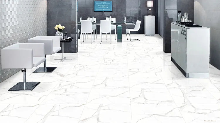 Vloertegel/wandtegel Marble White 80×80 hoogglans gerectificeerd