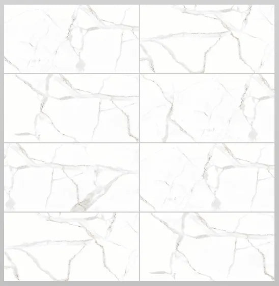 Vloertegel/wandtegel Marble White 80×80 hoogglans gerectificeerd